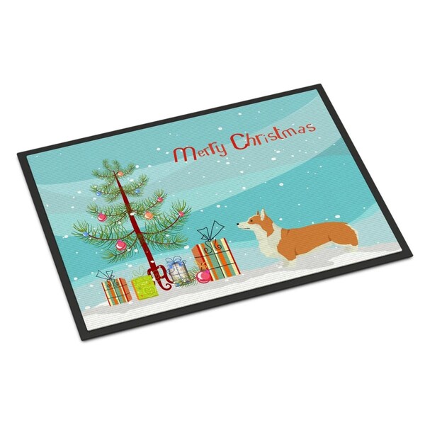 Carolines Treasures 18 x 27 in. Pembroke Corgi Christmas Tree Indoor or Outdoor Mat CK3554MAT - main